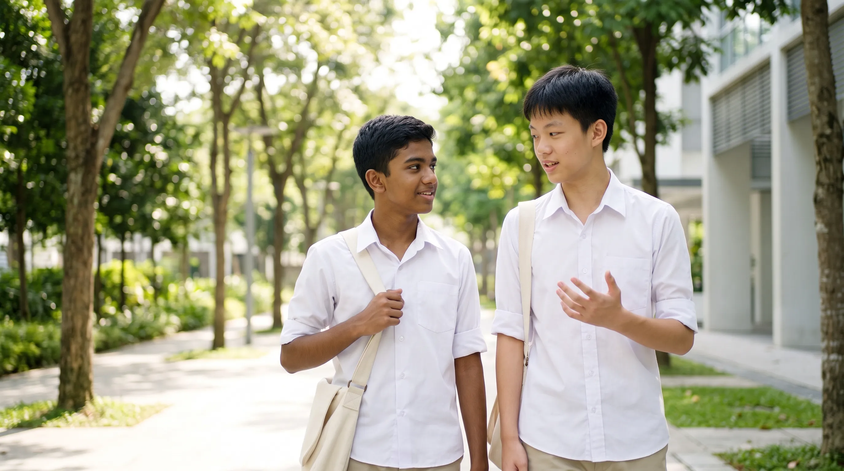 Secondary school students on the way to class