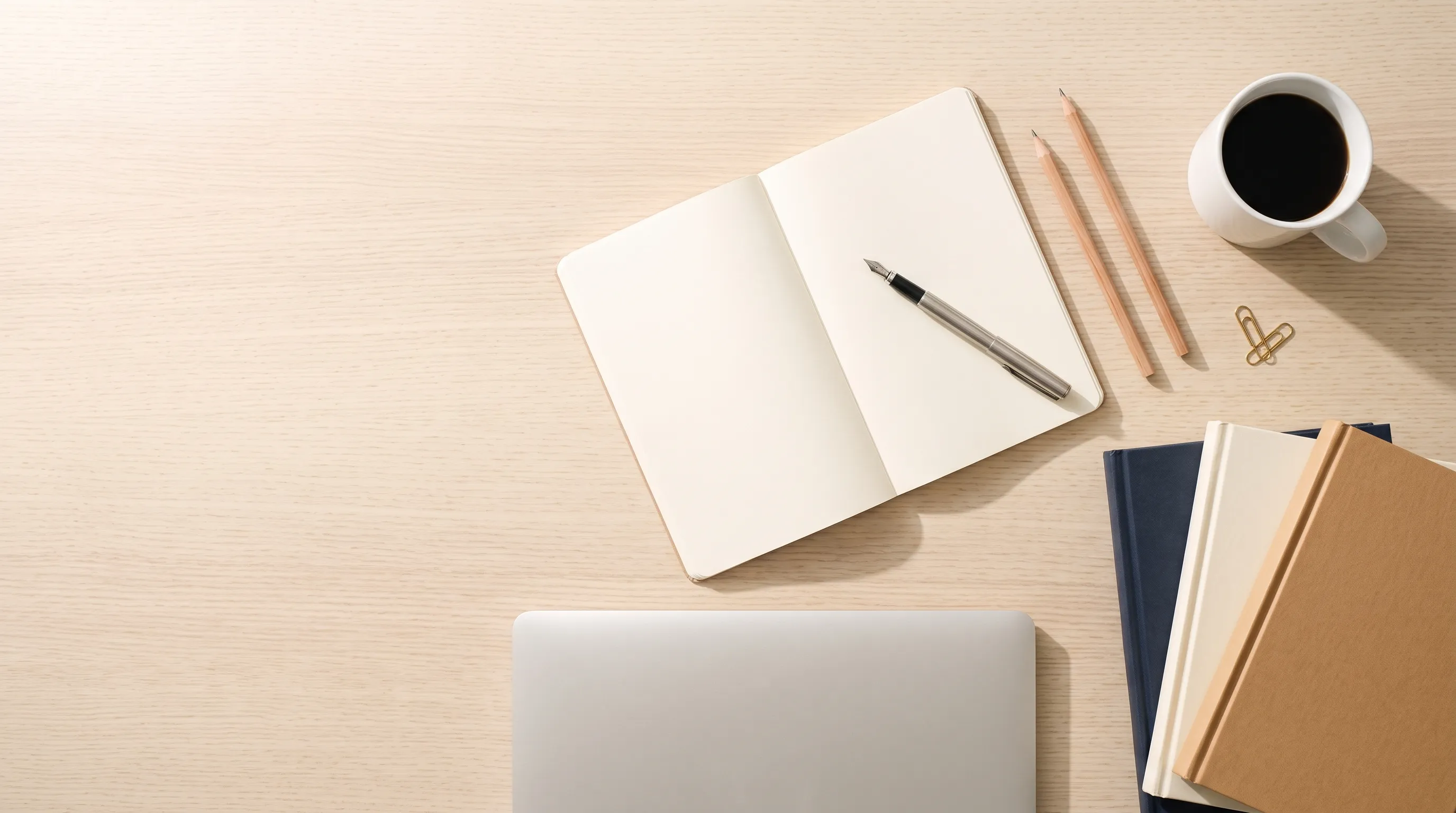 Notebook and pencil on a desk